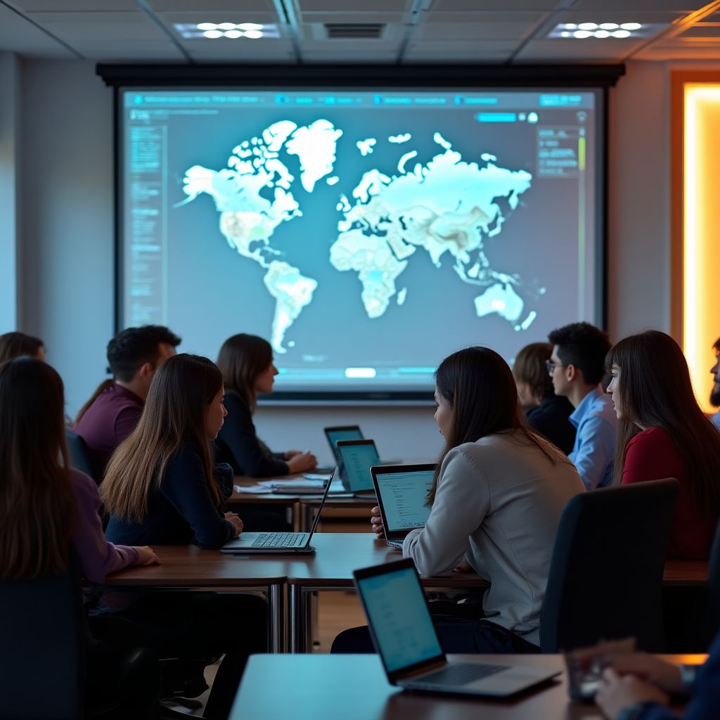 Estudiantes en aula moderna de Tonkingese